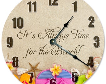 10.5" Its Always Time For The Beach Clock - Living Room Clock - Large 10.5" Wall Clock - Home Décor Clock - 2186