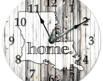 Louisiana Map Wall Clock - Large 15.5 Inch, Quiet Sweep