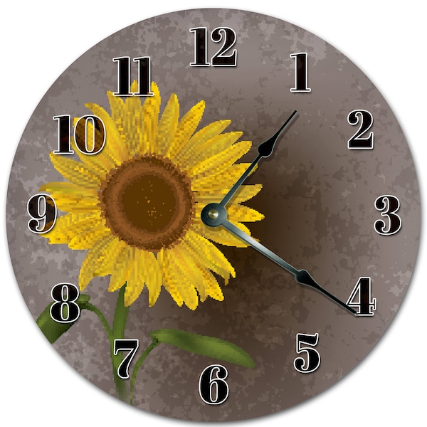 10.5" SUNFLOWER Clock - Living Room Clock - Large 10.5" Wall Clock - Home Décor Clock - 5323