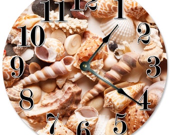 10.5" VARIETY Of SHELLS Clock - Living Room Clock - Large 10.5" Wall Clock - Home Décor Clock - 2086