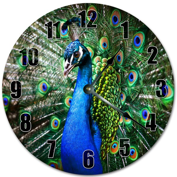 10.5" MARVELOUS PEACOCK Clock - Living Room Clock - Large 10.5" Wall Clock - Home Décor Clock - 5089