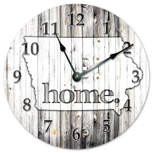 Iowa State Map Clock - Large 15.5 Inch Quiet Wall Decor