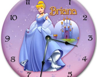 DISNEY CINDERELLA Personalized Wall Clock - Nursery Clock - Large