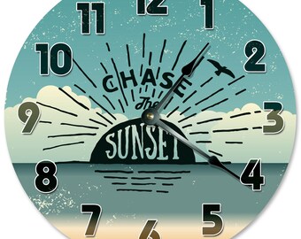 Chase The Sunset Clock: 10.5" Living Room Wall Decor