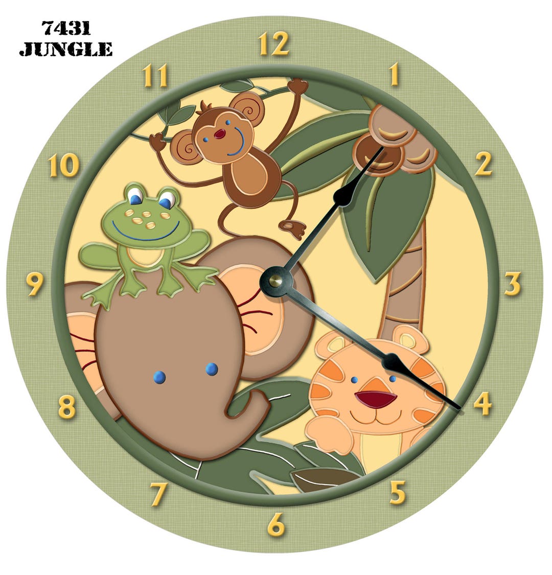 10.5 Wall Clock Wall Decoration Nursery Wall Clocks ZOO SAFARI or