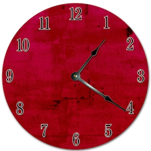 10.5&quot; Red SMOOTH TEXTURED Clock - Living Room Clock - Large 10.5&quot; Wall Clock - Home Décor Clock - 5430