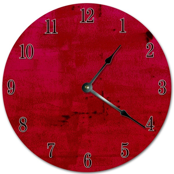 10.5" Red SMOOTH TEXTURED Clock - Living Room Clock - Large 10.5" Wall Clock - Home Décor Clock - 5430