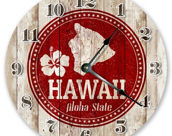 Reloj de pared con sello Aloha de Hawái de 26 cm para decoración del hogar