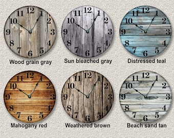 House Warming Gift Living Room Clock Room Wall Home Decor OLD BARN BOARDS Printed Hanging Clocks Rustic Cabin Country House Decoration Gift