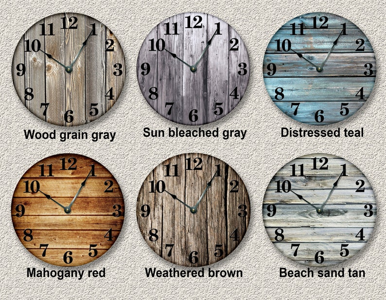 House Warming Gift Living Room Clock Room Wall Home Decor OLD BARN BOARDS Printed Hanging Clocks Rustic Cabin Country House Decoration Gift image 1
