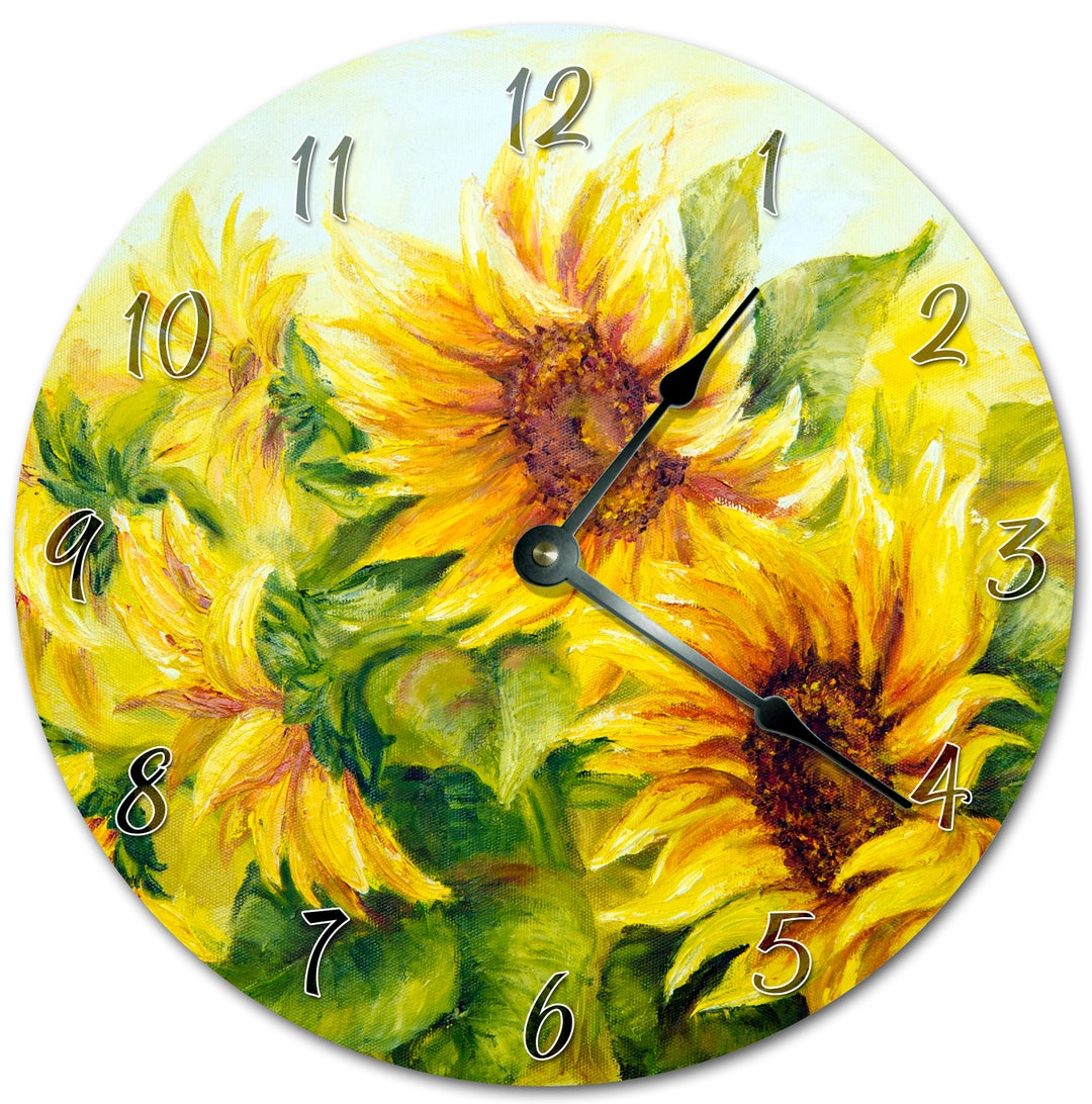 10.5 SUNFLOWER ART Clock Living Room Clock Large 10.5 Wall Clock Home ...