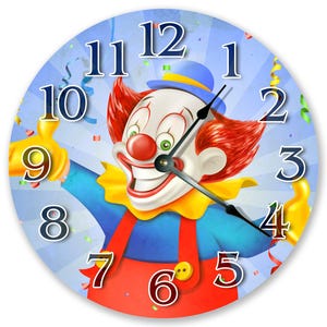 Smiling Clown Wall Clock: 10.5-Inch Silent Open Face Design