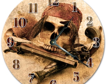 10.5" PIRATE Clock - Living Room Clock - Large 10.5" Wall Clock - Home Décor Clock - 5235