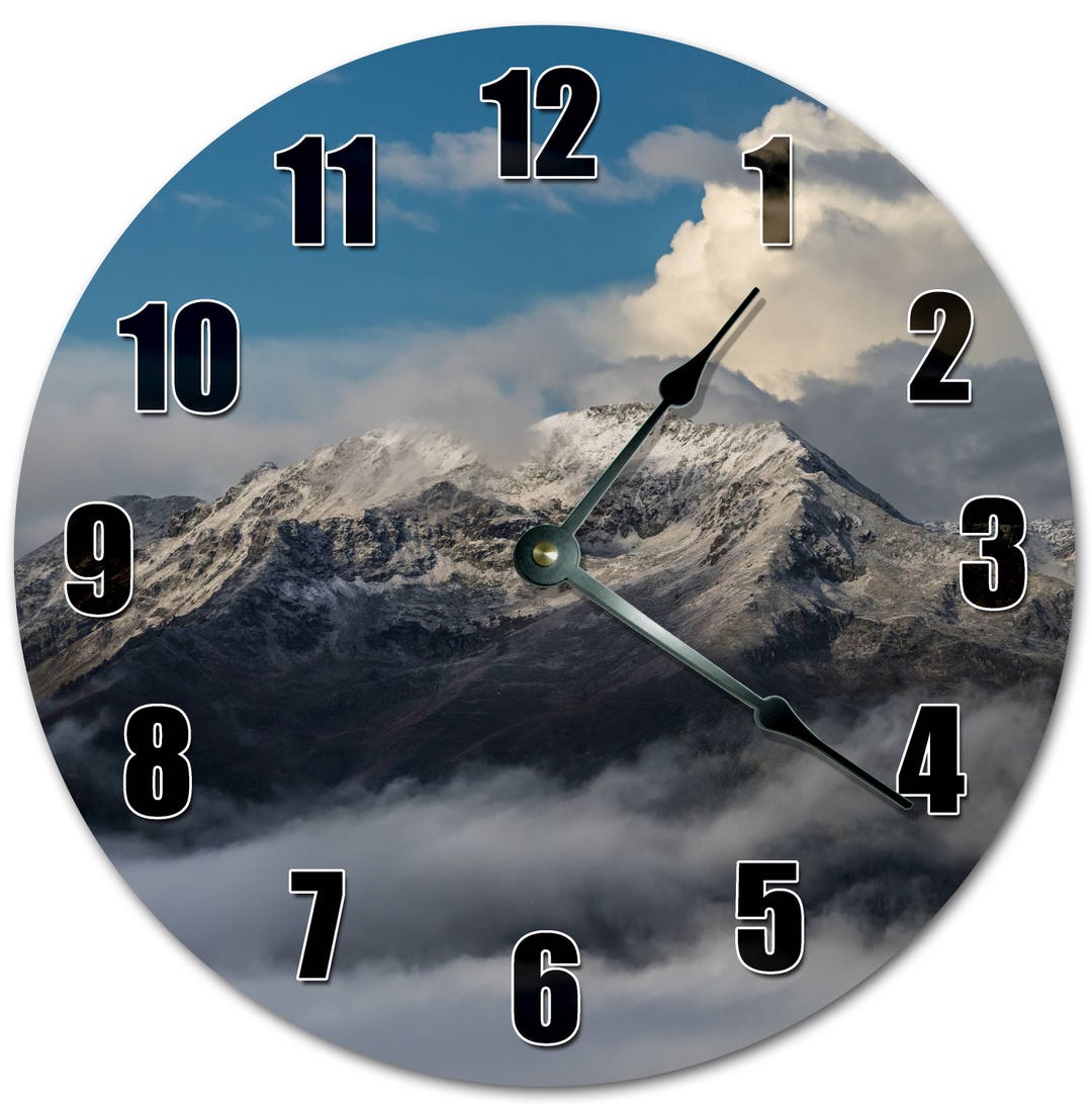 10.5" SMOKY MOUNTAIN Clock - Living Room Clock - Large 10.5" Wall Clock ...