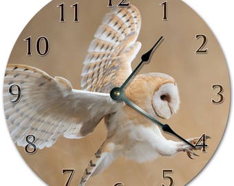 10.5" MARVELOUS BARN OWL Clock - Living Room Clock - Large 10.5" Wall Clock - Home Décor Clock - 5675