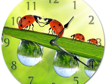 Ladybug Clock: 10.5" MDF Wood, Silent Movement