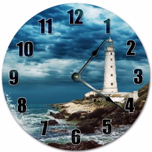 Lighthouse Storm Clock: 10.5" Silent Coastal Wall Decor