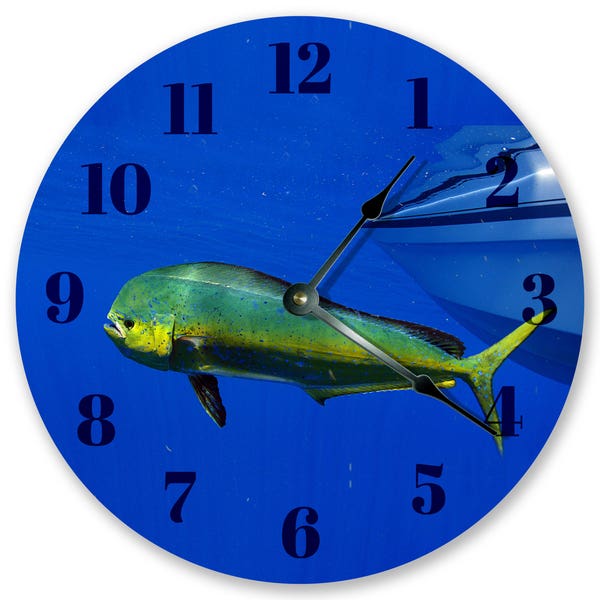 10.5" Great Mahi-mahi Dolphinfish Clock - Living Room Clock - Large 10.5" Wall Clock - Home Décor Clock - 3458