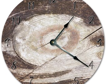 Reloj de 26 cm con veta de madera: decoración de pared silenciosa de MDF