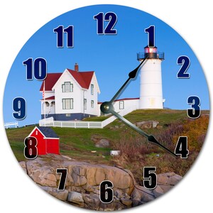 Cape Neddick Lighthouse Clock: Silent Coastal Home Decor (10.5")