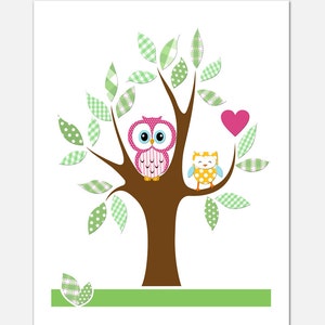 Owl Print Nursery Art 8x10 GABBY'S TREE image 1