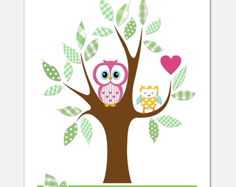 Owl Print Nursery Art 8x10 GABBY'S TREE