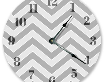 Silent Gray Chevron Wall Clock - 10.5 Inch, Modern Hanging, Non-Ticking Home Decor, Personalized Clock