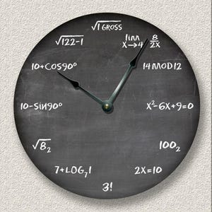MATH wall CLOCK - chalkboard - teacher student classroom - 3 colors available