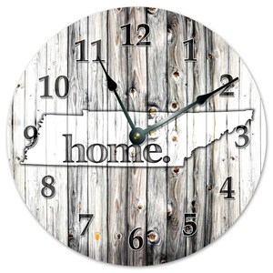 Tennessee State Clock - Large Black and White Map, Quiet Movement
