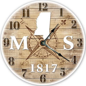 Mississippi State Wall Clock - Silent, Lightweight MDF Design
