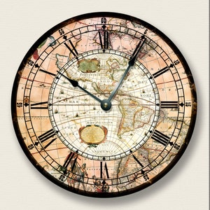10.5 Wall Clock AMERICAS MAP wall CLOCK vintage print antique old world look 7009 image 1