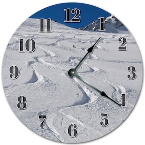 Snow Ski Trail Clock: Modern Home Decor (10.5-Inch Silent)