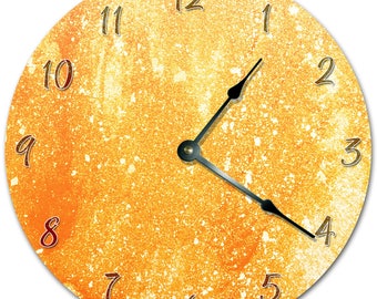 10.5" Orange Textured Clock - Living Room Clock - Large 10.5" Wall Clock - Home Décor Clock - 5431