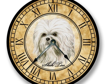 Shih Tzu Dog Wall Clock: 10.5" Silent Non-Ticking Decor