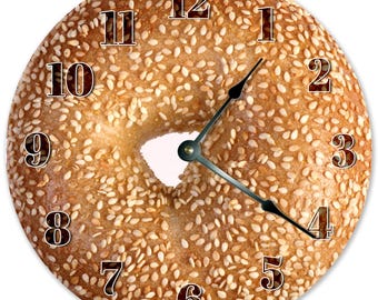 Sesame Bagel Wall Clock - Quiet, Lightweight MDF Design 10.5"