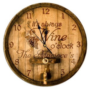 Personalized Wine O'Clock Barrel Clock: Silent MDF Wall Decor