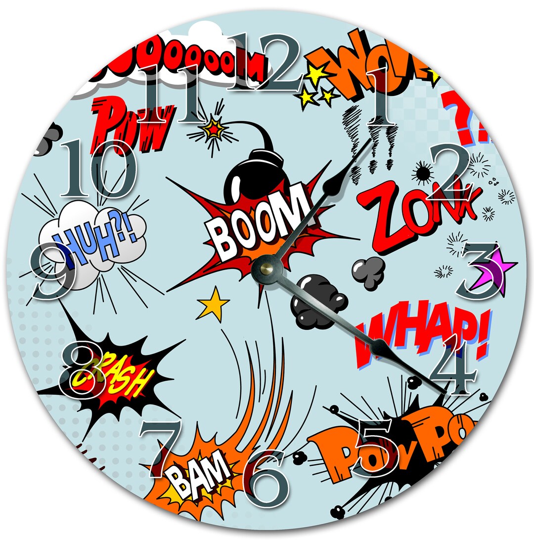 10.5 COMIC EXPLOSION Clock Living Room Clock Large 10.5 Wall Clock Home ...