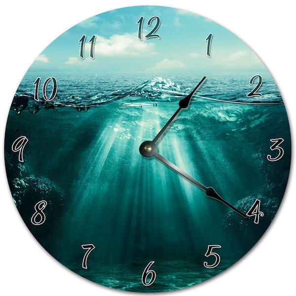 10.5" SUNRAYS REACHING UNDERWATER Clock - Living Room Clock - Large 10.5" Wall Clock - Home Décor Clock - 5614