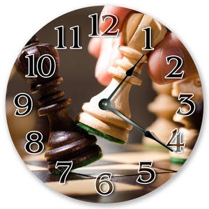 Chess Pawn Clock: 10.5" MDF Silent Wall Decor