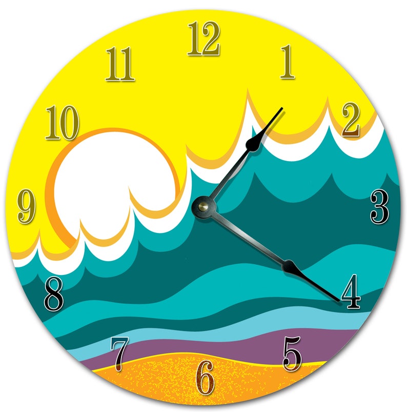 10 Cartoon Sunset On The Coast Clock Living Room Clock Etsy Australia