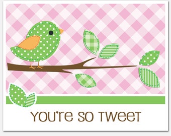 Bird Print Nursery Art BIJOU 8x10 You're So Tweet