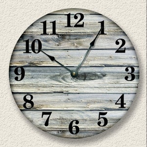 OLD WEATHERED BOARDS pattern wall clock - unique open face design - rustic cabin country wall home decor