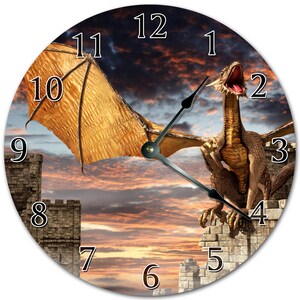 10.5&quot; MIGHTY DRAGON Clock - Living Room Clock - Large 10.5&quot; Wall Clock - Home Décor Clock - 4334