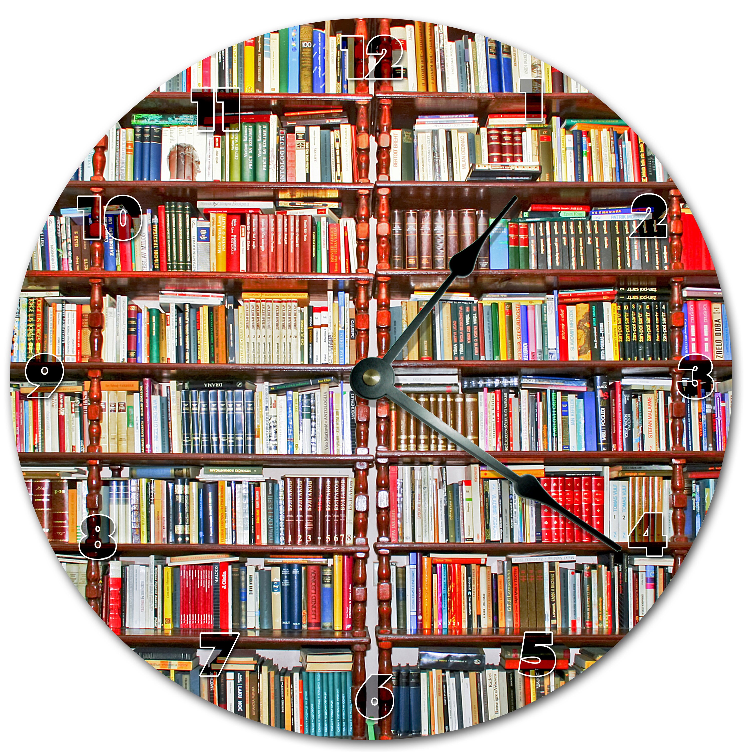 10.5 WOODEN BOOKSHELF Clock Living Room Clock Large Etsy Singapore