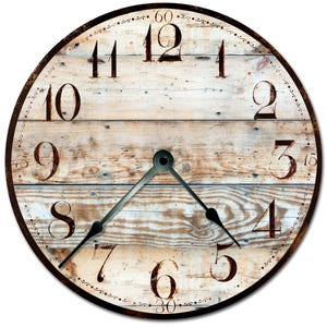 RUSTIC TAN WOOD Clock - Extra Large 15" to 16" Wall Clock - 3001-16