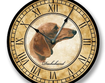 Dachshund Wall Clock: 10.5" Silent Non-Ticking Dog Art