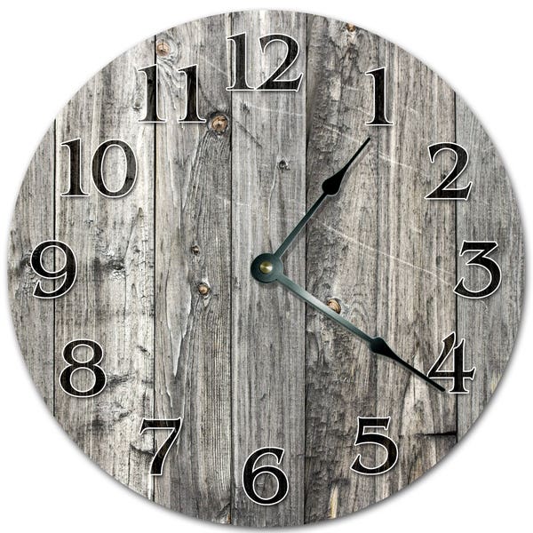 10.5" Gray Wooden Plank Clock - Living Room Clock - Large 10.5" Wall Clock - Home Décor Clock - 5175