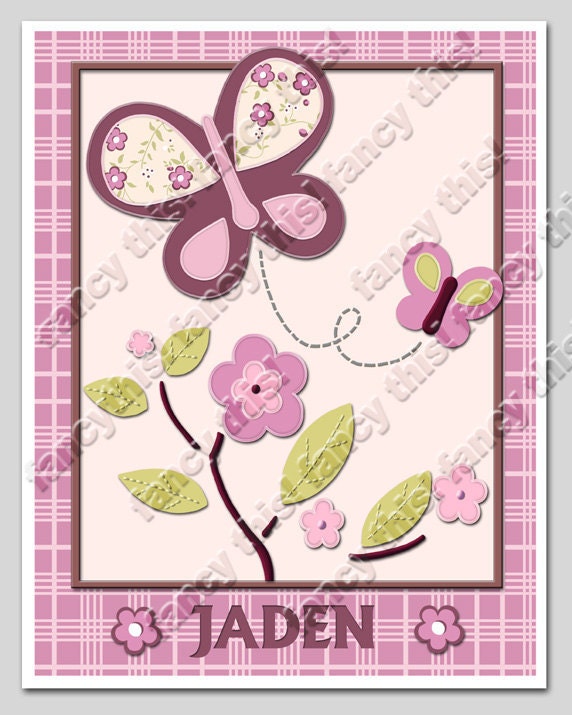 Sugar Plum 11x14 Nursery Art Print Custom Personalized With Your Name Includes An Elephant, Frog, Monkey