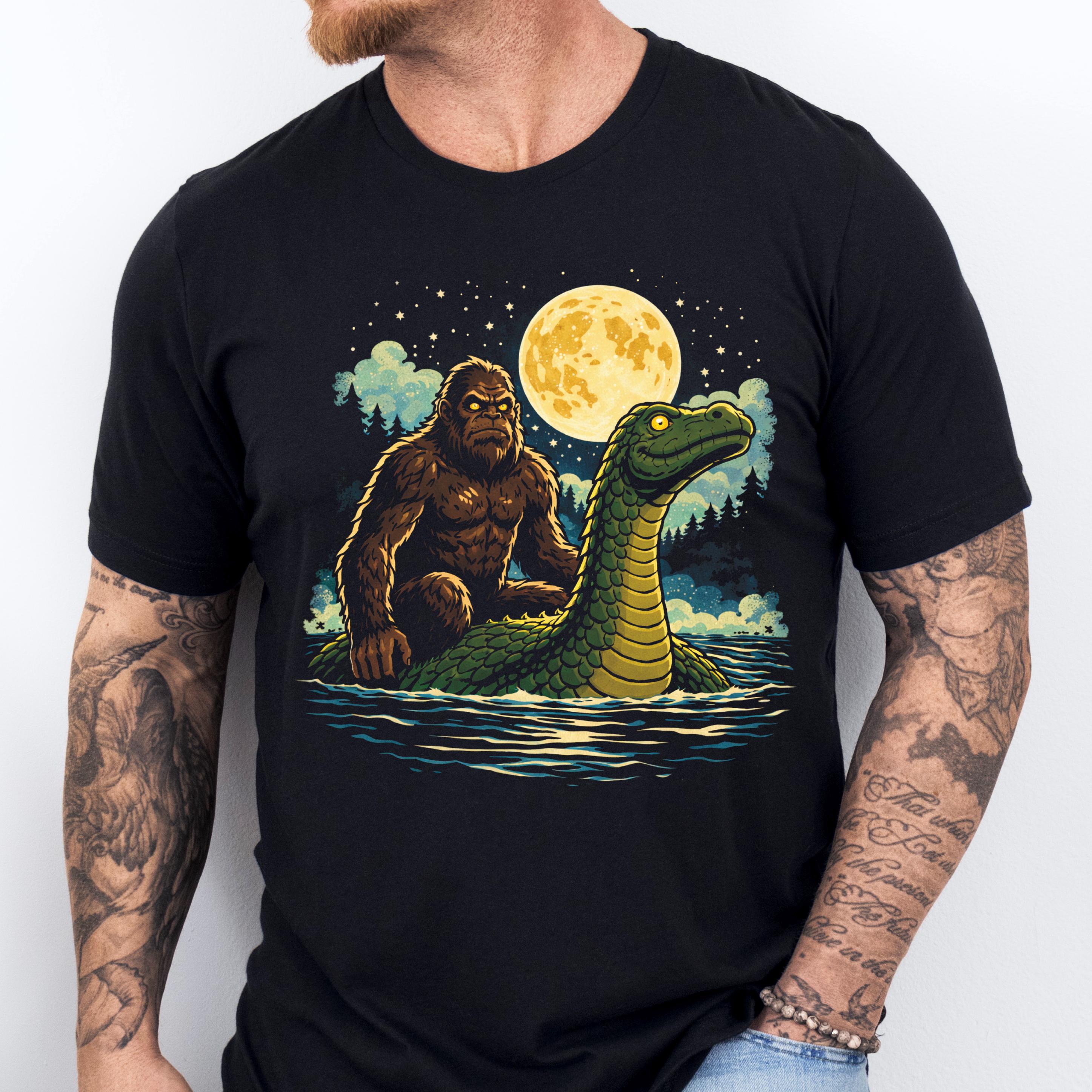 Bigfoot Riding Loch Ness Monster Shirt, Funny Cryptid Tee, Sasquatch ...