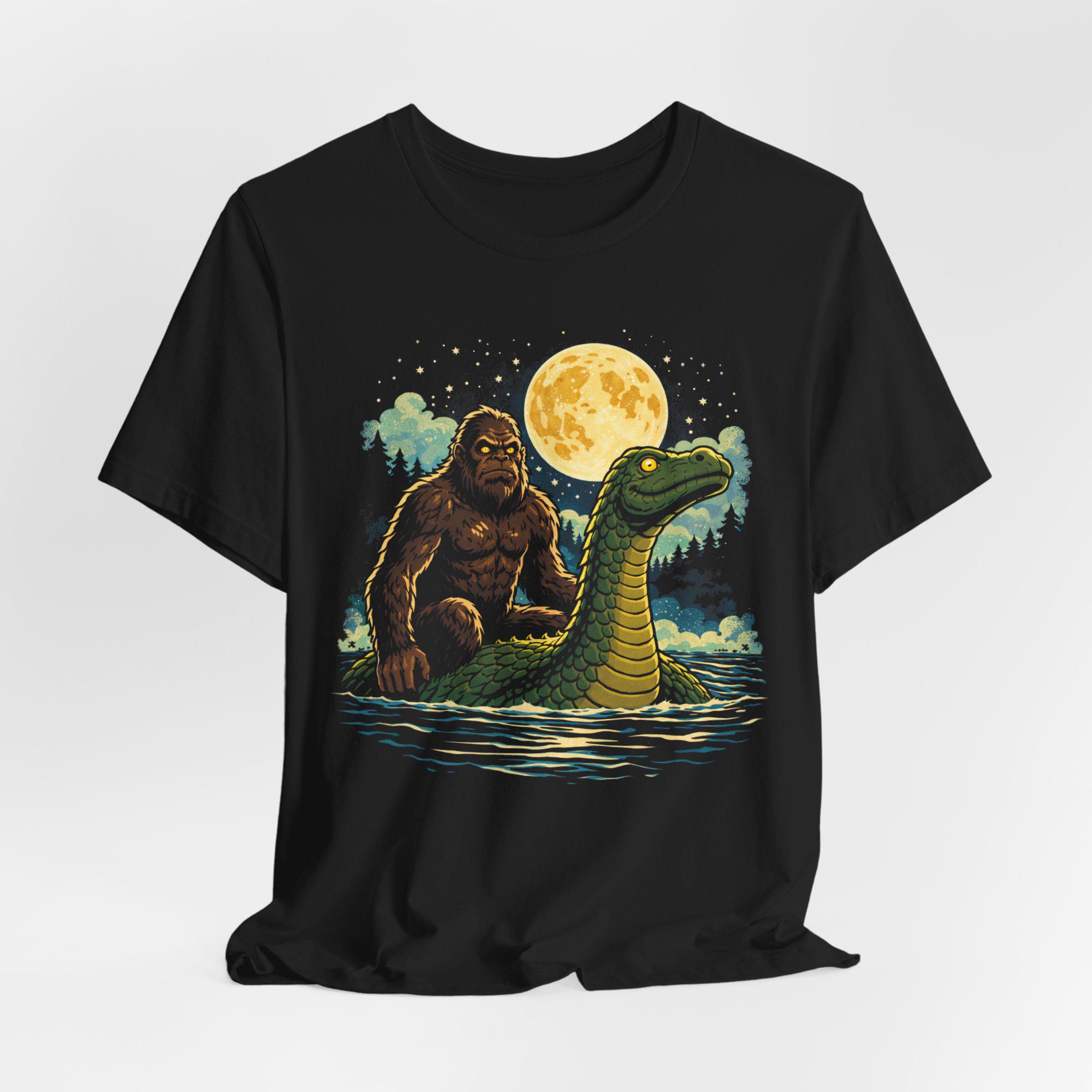 Bigfoot Riding Loch Ness Monster Shirt, Funny Cryptid Tee, Sasquatch ...